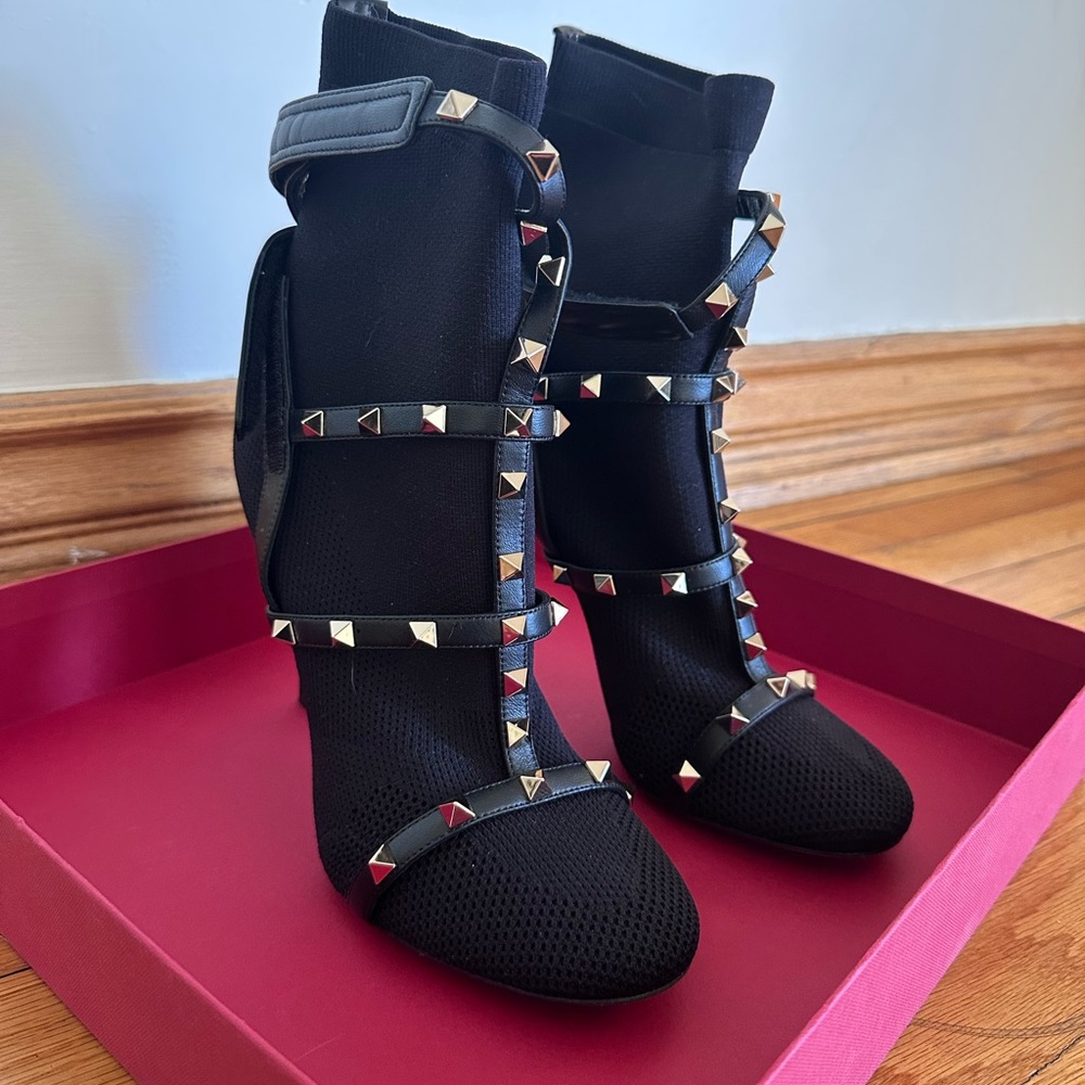 Valentino Garavani Knit Nappa Rockstud Bodytech - Heeled Boots